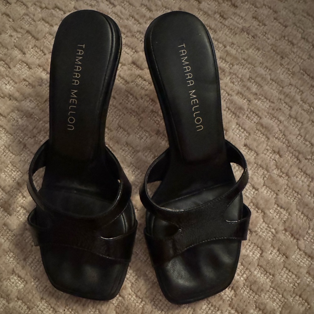 Tamara Mellon Black Pillowtop cushion Heels